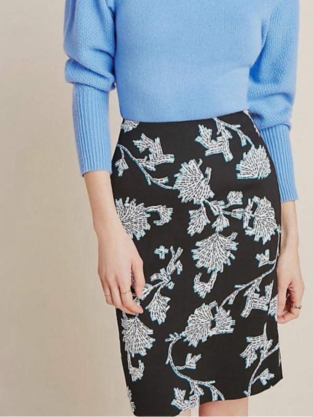 BNWT Dianne Von Furstenberg Kara Two Skirt in Sequin Flower Black, 4